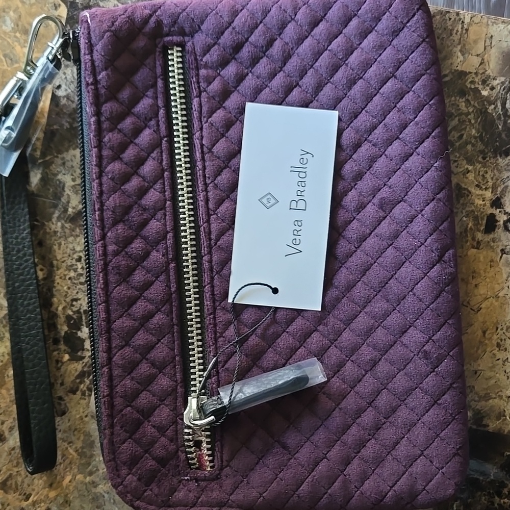 Vera Bradley Iconic Pouch Wristlet -Blackberry Wine - Picture 3 of 8